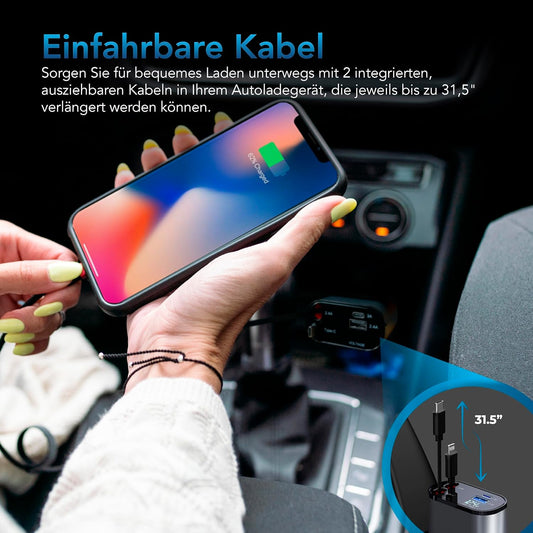 4-in-1 Retractable Car Charger