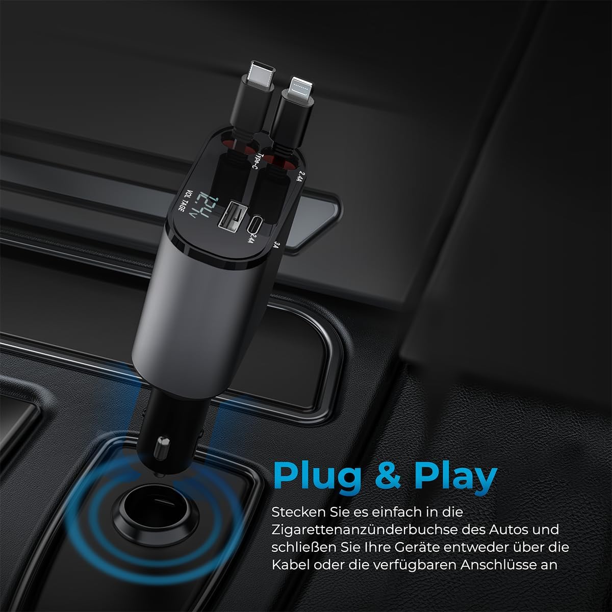 4-in-1 Retractable Car Charger