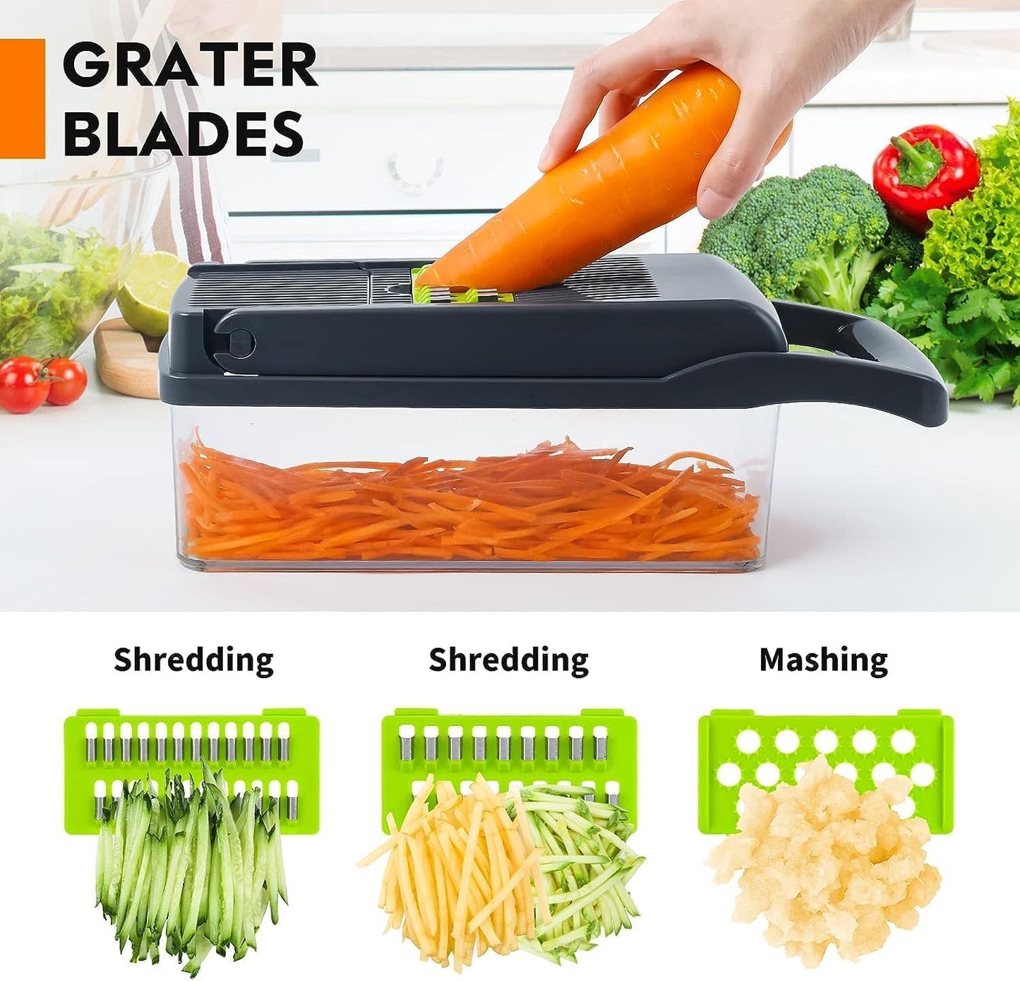 16-in-1 Mandoline Slicer & Vegetable Chopper | Multifunctional Food Cutter & Grater