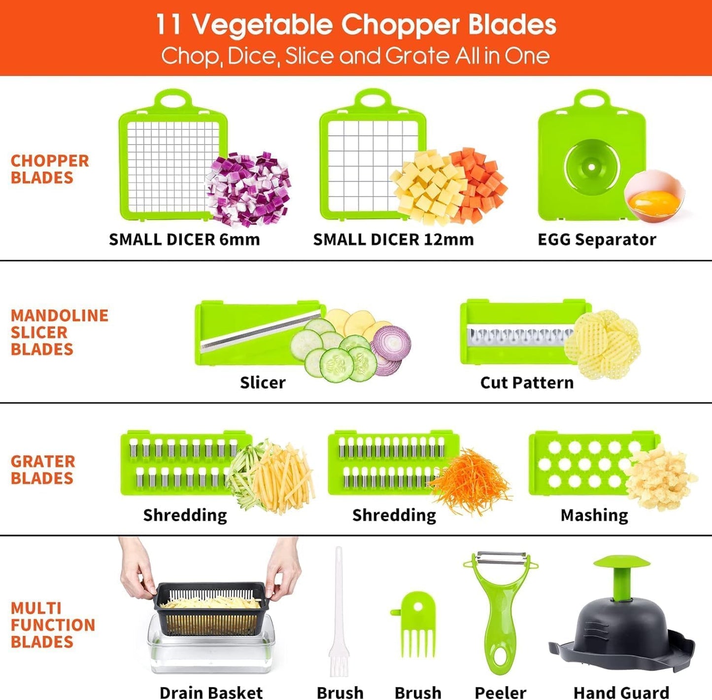 16-in-1 Mandoline Slicer & Vegetable Chopper | Multifunctional Food Cutter & Grater